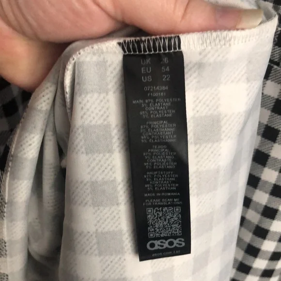 ⭕️ PRICE FIRM ASOS Size 22 Short Sleeve Black and White Gingham Maxi Dress - Picture 8 of 8